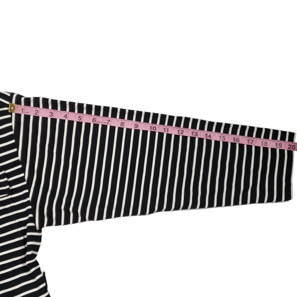 Chicos Black White Striped Jacket Size 0 US 4 SMALL Full Zip Belted Lightweight - Picture 14 of 14